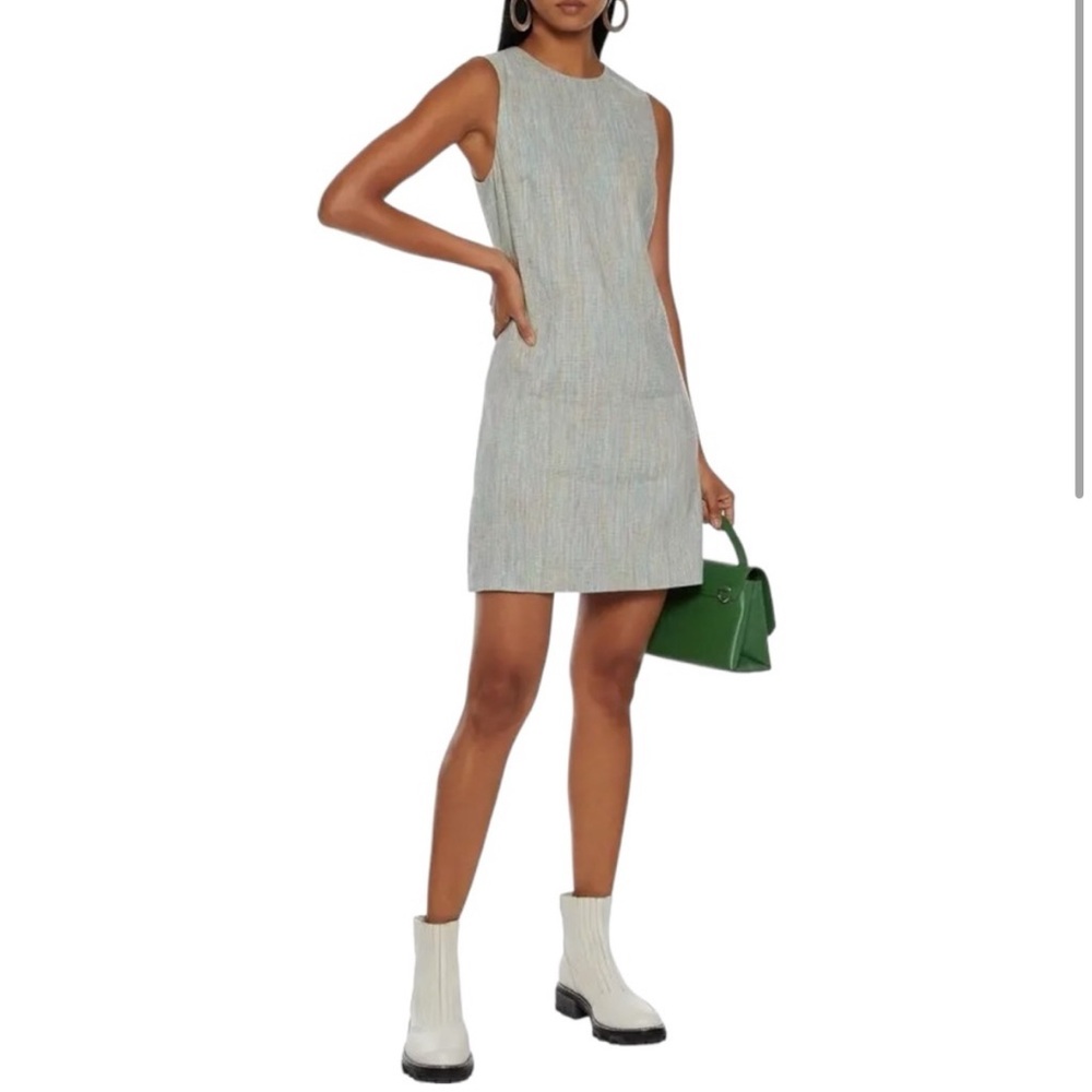Theory Linen Blend Easy Shift Dress in Multi Stripe Size 6
